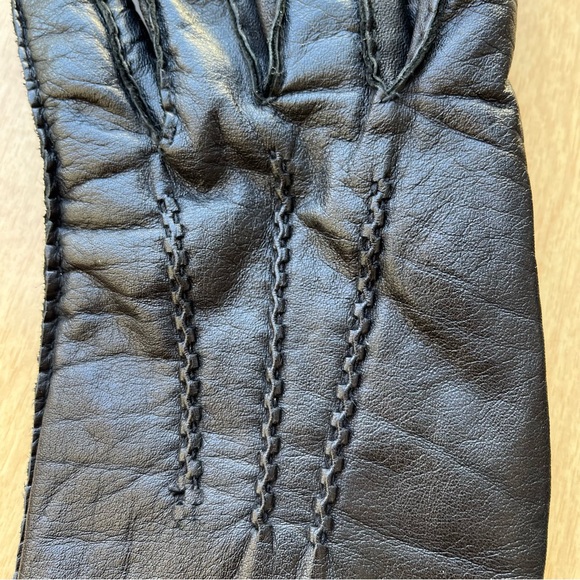 Lands’ End Men’s Black Leather Cashmere Lined Gloves Sz S - Picture 6 of 10